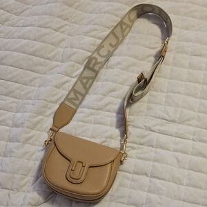 Marc Jacobs Beige Crossbody Bag with Logo Strap